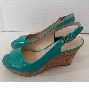 Women's Franco Sarto Turquoise L-Colley 4 in. Wedge Heel Summer Sandal Sz 9